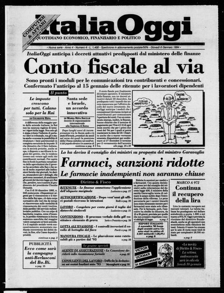 Italia oggi : quotidiano di economia finanza e politica